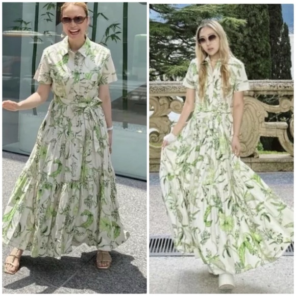 Zara belted green floral maxi dress - Picture 1 of 6